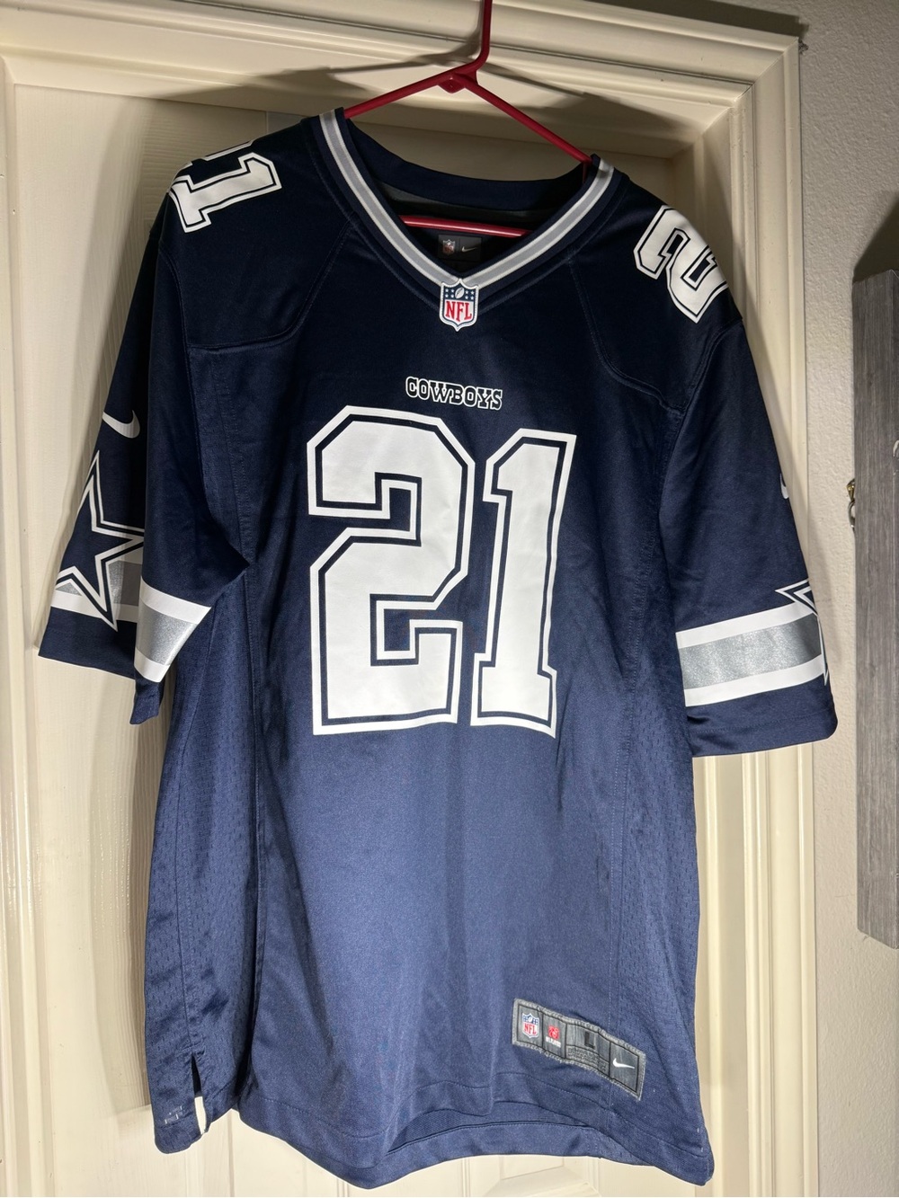 Nike Dallas Cowboys #21 Navy and White Football Jersey
